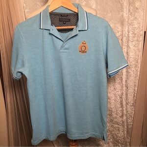 Fahrenheit Rugby  fitted Aqua  Blue polo shirt top   Sz XL